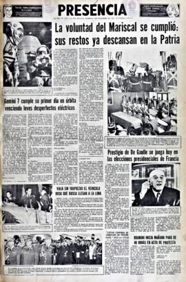 Presencia, edición del 5 de diciembre de 1965
