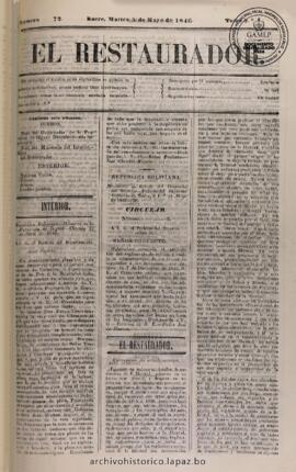 El Restaurador, edición del 5 de mayo de 1846