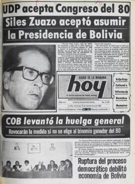 COB LEVANTÓ LA HUELGA GENERAL. (1982, 19 de septiembre). Hoy [La Paz, Bolivia], p. 1.