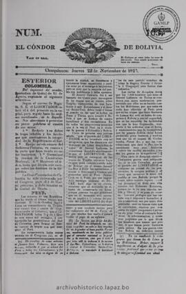 El Condor de Bolivia, edición del 22 de noviembre de 1827