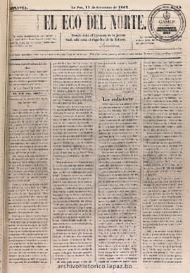 El Eco Del Norte, edición del 11 de septiembre de 1862