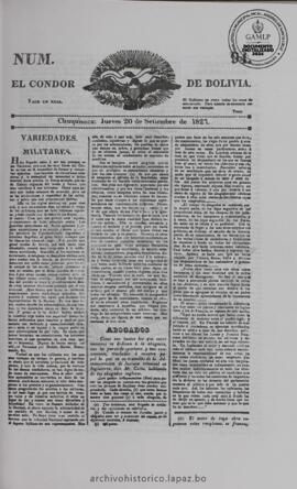 El Condor de Bolivia, edición del 20 de septiembre de 1827