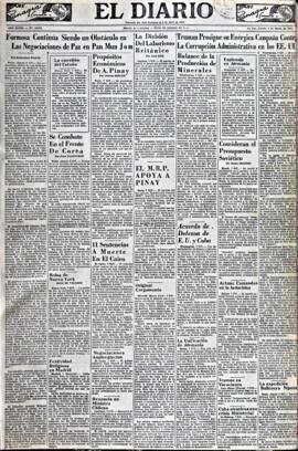 El Diario, edición del 8 de marzo de 1952