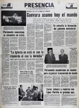 GUEVARA ASUME HOY EL MANDO. (1979, 08 de agosto). Presencia [La Paz, Bolivia], p. 1.
