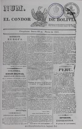 El Condor de Bolivia, edición del 29 de marzo de 1827
