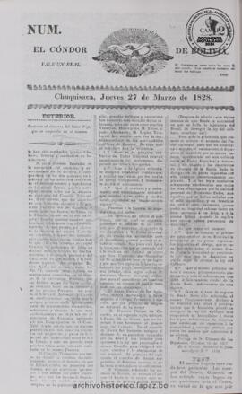 El Condor de Bolivia, edición del 27 de marzo de 1828