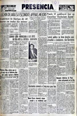 Presencia, edición del 10 de agosto de 1964