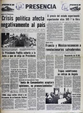 DECLARACIÓN DEL CONTRAALMIRANTE PAMMO. "JUNTA DE COMANDANTES ACEPTARÁ OPINIONES, NO PRONUNCIAMIENTOS". (1981, 29 de agosto). Presencia [La Paz, Bolivia], p. 1.