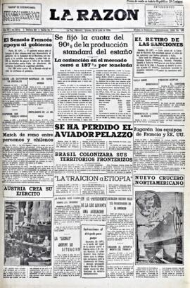 La Razón, edición del 26 de junio de 1936