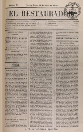 El Restaurador, edición del 19 de mayo de 1846