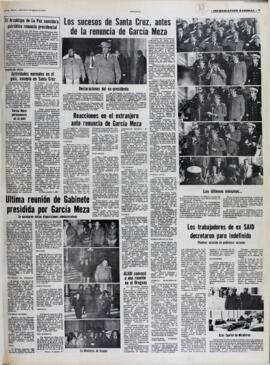 REACCIONES EN EL EXTRANJERO ANTE RENUNCIA DE GARCIA MEZA. (1981, 05 de agosto). Presencia [La Paz, Bolivia], p. 9.