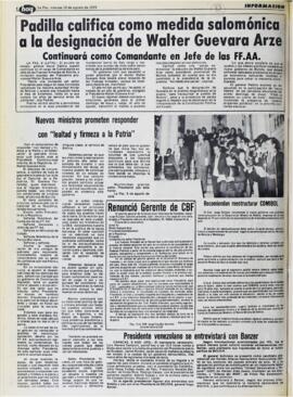 NUEVOS MINISTROS PROMETEN RESPONDER CON "LEALTAD Y FIRMEZA A LA PATRIA". (1979, 10 de agosto). Hoy [La Paz, Bolivia], p. 4.
