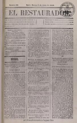 El Restaurador, edición del 7 de julio de 1846