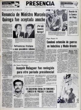 ¿POR QUÉ RENUNCIÓ QUIROGA?. (1970, 19 de mayo). Presencia [La Paz, Bolivia], p. 1.