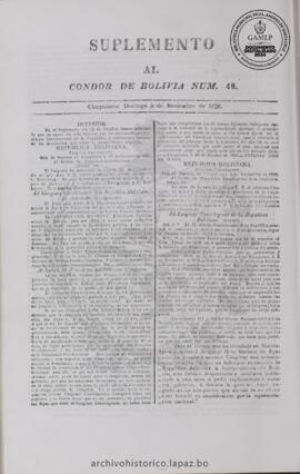 El Condor de Bolivia, edición del 5 de noviembre de 1826