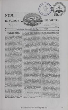 El Condor de Bolivia, edición del 23 de agosto de 1827