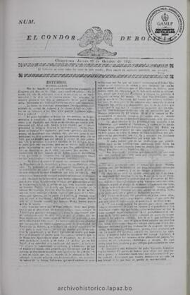 El Condor de Bolivia, edición del 12 de octubre de 1826