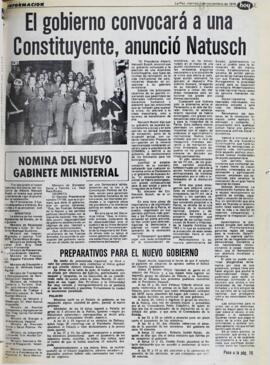 EL GOBIERNO CONVOCARA A UNA CONSTITUYENTE, ANUNCIO NATUSCH. (1979, 02 de noviembre). Hoy [La Paz, Bolivia], p. 3.