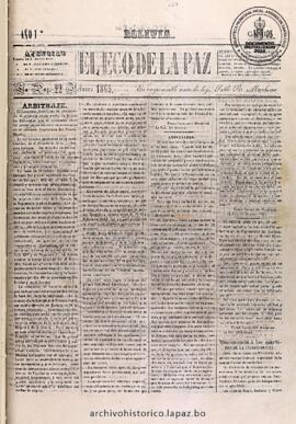 El Eco De La Paz, edición del 22 de febrero de 1865
