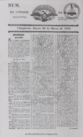 El Condor de Bolivia, edición del 20 de marzo de 1828