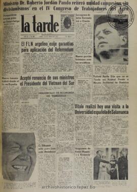 La Tarde, edición del 29 de mayo de 1961