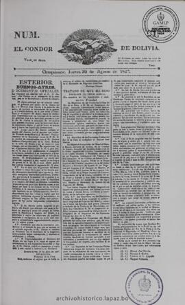 El Condor de Bolivia, edición del 30 de agosto de 1827