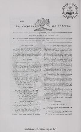 El Condor de Bolivia, edición del 18 de junio de 1826