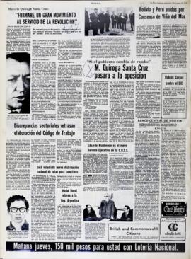 MARCELO QUIROGA SANTA CRUZ. "FORMARE UN GRAN MOVIMIENTO AL SERVICIO DE LA REVOLUCION". (1970, 20 de mayo). Presencia [La Paz, Bolivia], p. 6.