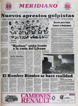 NUEVOS APRESTOS GOLPISTAS URGE CONVOCAR A ELECCIONES GENERALES PARA EVITAR OTRO RECESO DEMOCRÁTICO. (1982, 08 de julio). Meridiano [La Paz, Bolivia], p. 1.