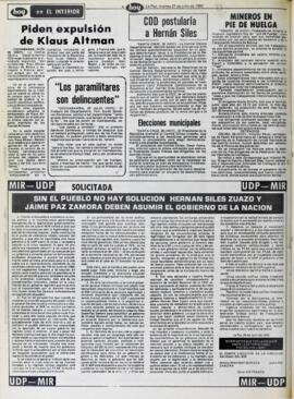 "LOS PARAMILITARES SON DELINCUENTES". (1982, 27 de julio). Hoy [La Paz, Bolivia], p. 4.