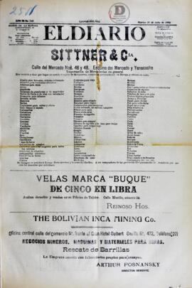 El Diario, edición del 31 de julio de 1906