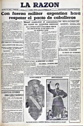 La Razón, edición del 11 de noviembre de 1937