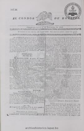 El Condor de Bolivia, edición del 16 de noviembre de 1826