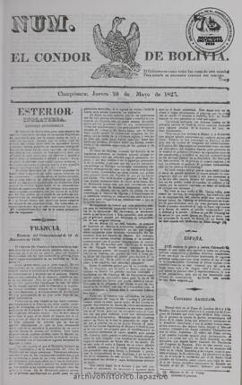 El Condor de Bolivia, edición del 10 de mayo de 1827