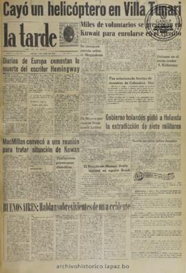 La Tarde, edición del 3 de julio de 1961