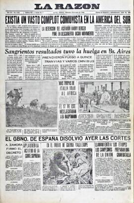 La Razón, edición del 8 de enero de 1936