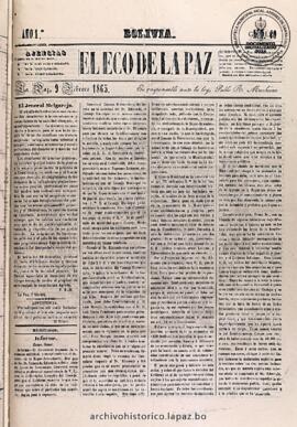 El Eco De La Paz, edición del 9 de febrero de 1865