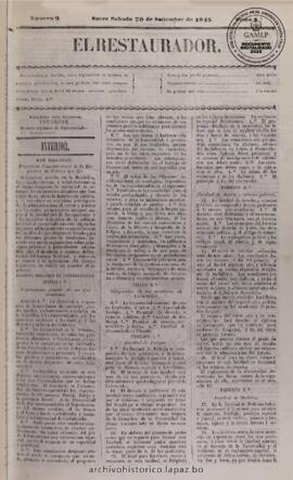 El Restaurador, edición del 20 de septiembre de 1845