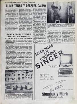 CRONOLOGÍA EN EL GRAN CUARTEL: CLIMA TENSO Y DESPUES CALMO. (1970, 05 de octubre). Hoy [La Paz, Bolivia], p. 7.