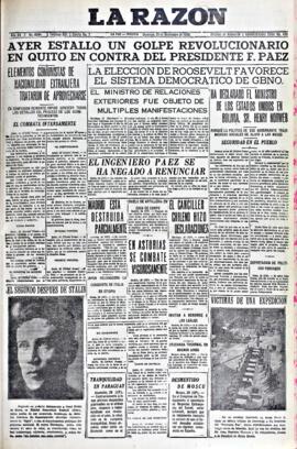 La Razón, edición del 29 de noviembre de 1936