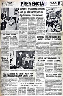 Presencia, edición del 14 de octubre de 1965