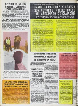 OVANDO, ARGUEDAS Y LOAYZA SON AUTORES INTELECTUALES DEL ASESINATO DE CAMACHO. (1971, 11 de agosto). Hoy [La Paz, Bolivia], p. 8.