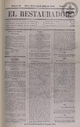 El Restaurador, edición del 11 de junio de 1846