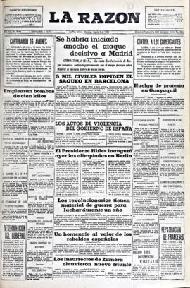 La Razón, edición del 2 de agosto de 1936