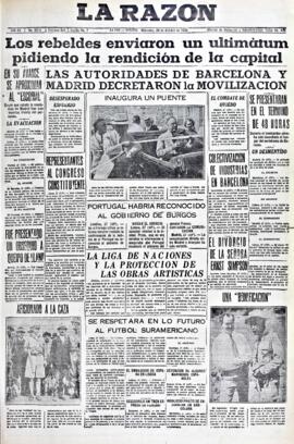 La Razón, edición del 28 de octubre de 1936