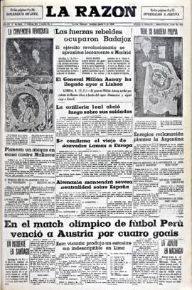 La Razón, edición del 9 de agosto de 1936