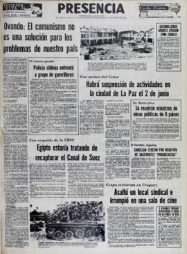 OVANDO: EL COMUNISMO NO ES UNA SOLUCIÓN PARA LOS PROBLEMAS DE NUESTRO PAÍS. (1970, 26 de mayo). Presencia [La Paz, Bolivia], p. 1.