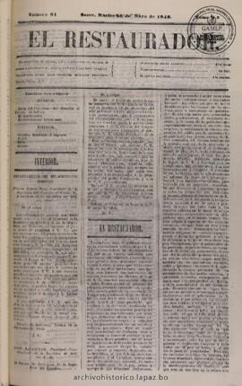 El Restaurador, edición del 26 de mayo de 1846