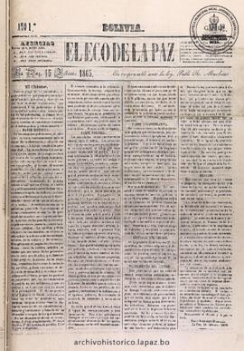 El Eco De La Paz, edición del 15 de febrero de 1865