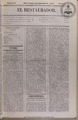 El Restaurador, edición del 6 de diciembre de 1845